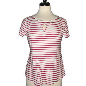 Jones New York Signature Small Pink & White Stripe Shirt Sleeve Top - NWOT